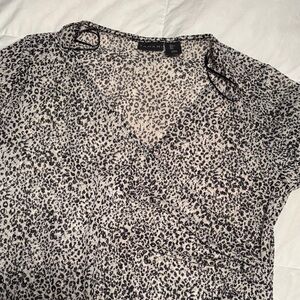 Zara Women's Leopard Print Blouse - Black and Cream